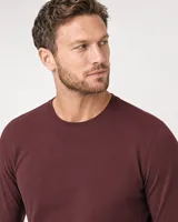 StringKing Men's Pima Jersey Long Sleeve Tee - Sharp Fit, New Maroon, Collar Shoulder - Human Model