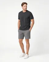 StringKing Men's Pima Terry Tee - Relaxed Fit, Black, Full Front - Human Model - Top of head to Knees