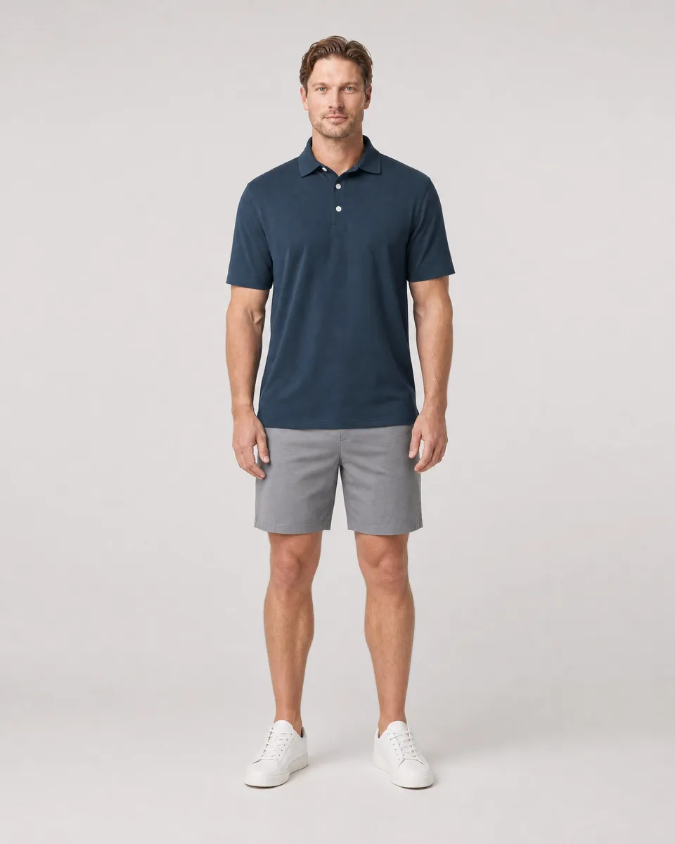 StringKing Men's Pima Jersey Classic Polo, Full Front - Human Model