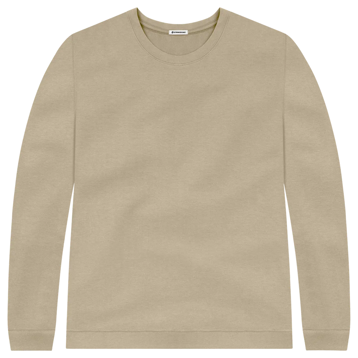 StringKing Men's Pima Cotton Crewneck Sweatshirt - Relaxed Fit, Warm Khaki, Front