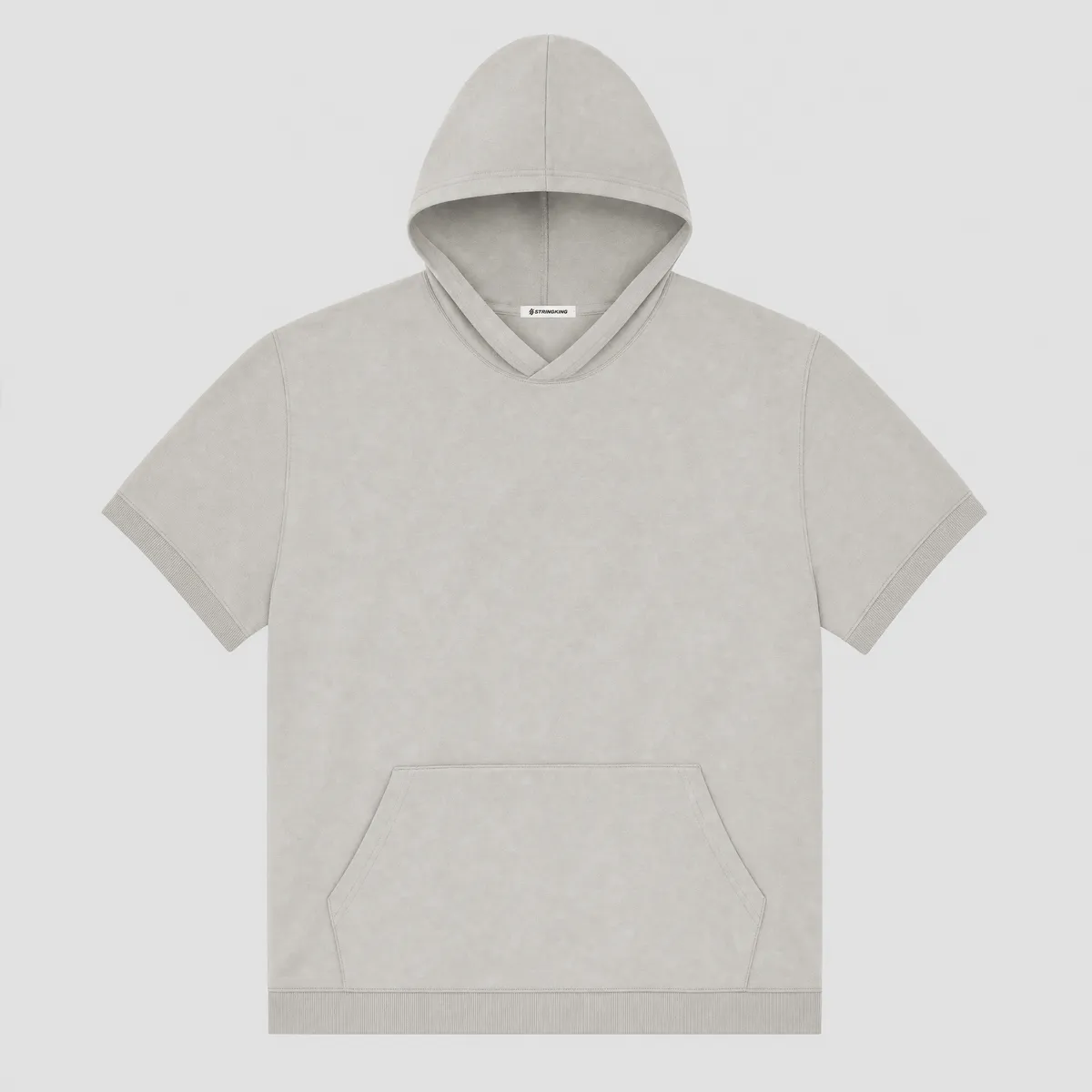 StringKing Men's Pima Terry Short Sleeve Hoodie - Relaxed Fit, Moonstruck, Front