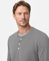 StringKing Men's Pima Terry Henley - Sharp Fit, Frost Gray, Collar Shoulder - Human Model