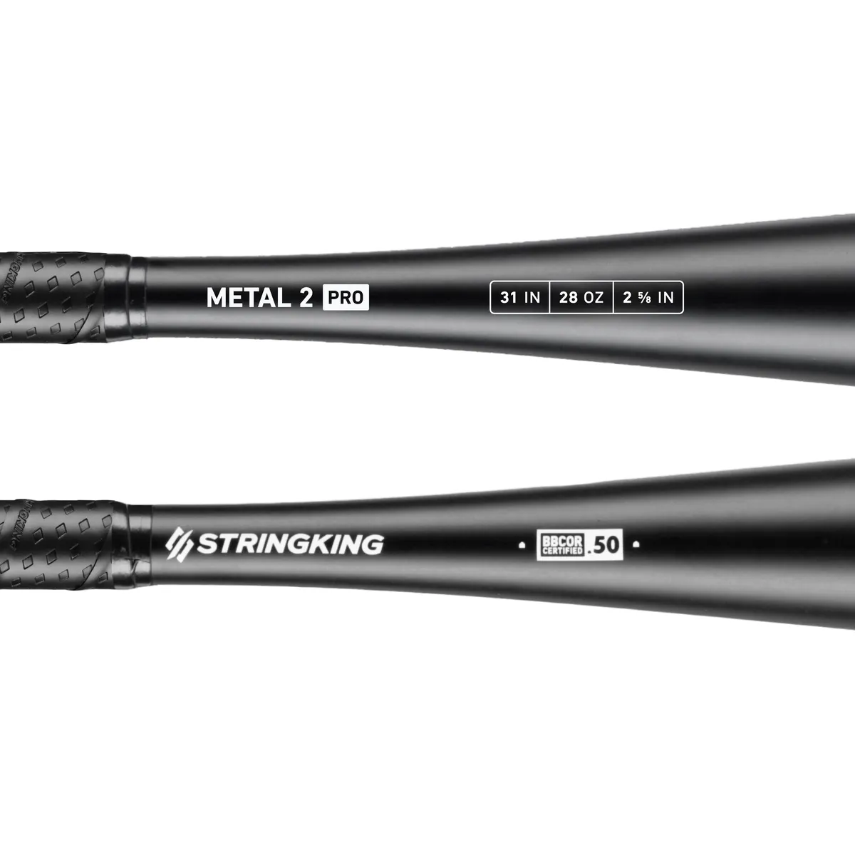 StringKing Metal 2 Pro BBCOR - Drop 3, 31" / 28 oz, Black, Bat Details, Horizontal