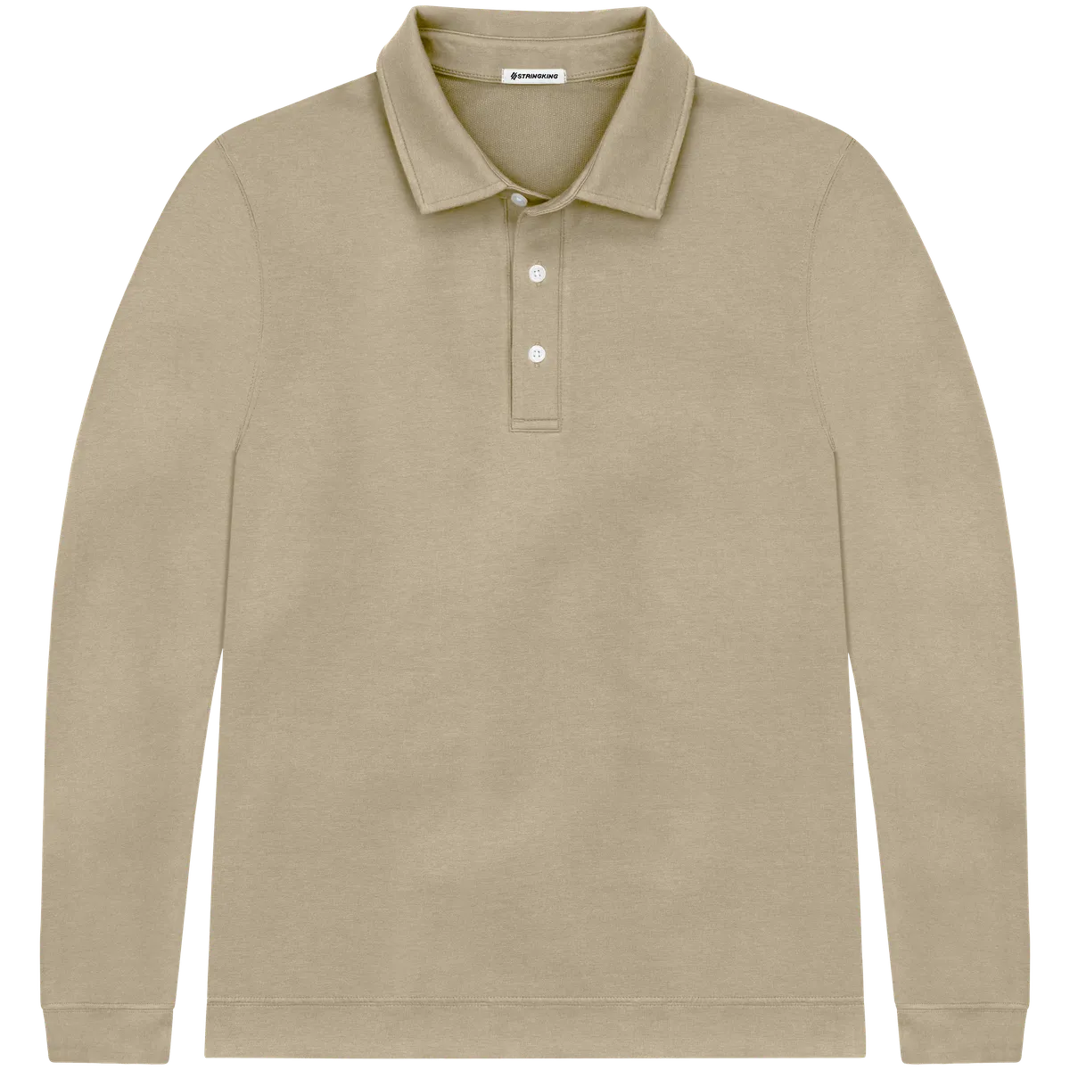 StringKing Men's Pima Cotton Polo Sweatshirt - Sharp Fit, Warm Khaki, Front