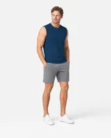 StringKing Men's StayWarm Tank Top - Sharp Fit, Navy Blue, Collar Shoulder - Human Model