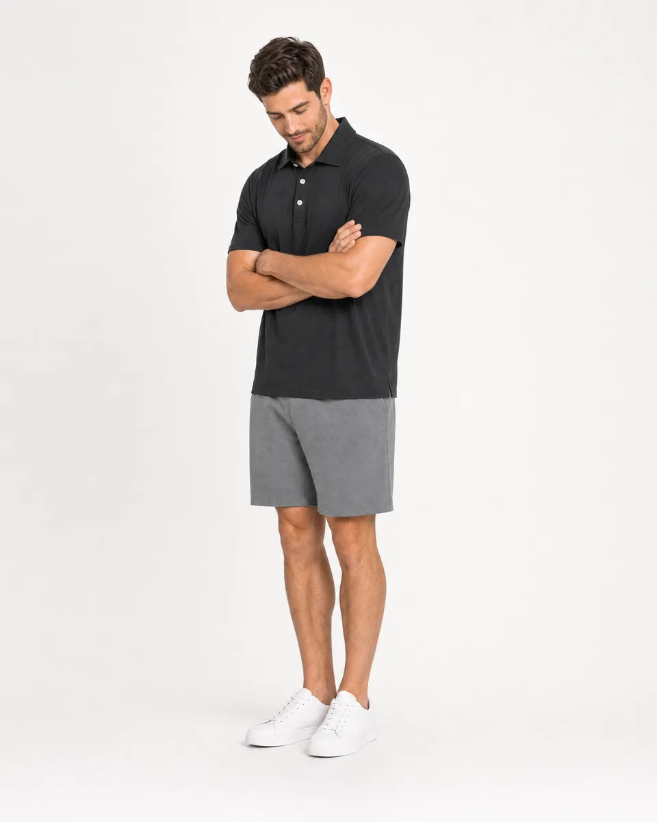 StringKing Men's Pima Jersey Classic Polo, Full Front Angle - Human Model