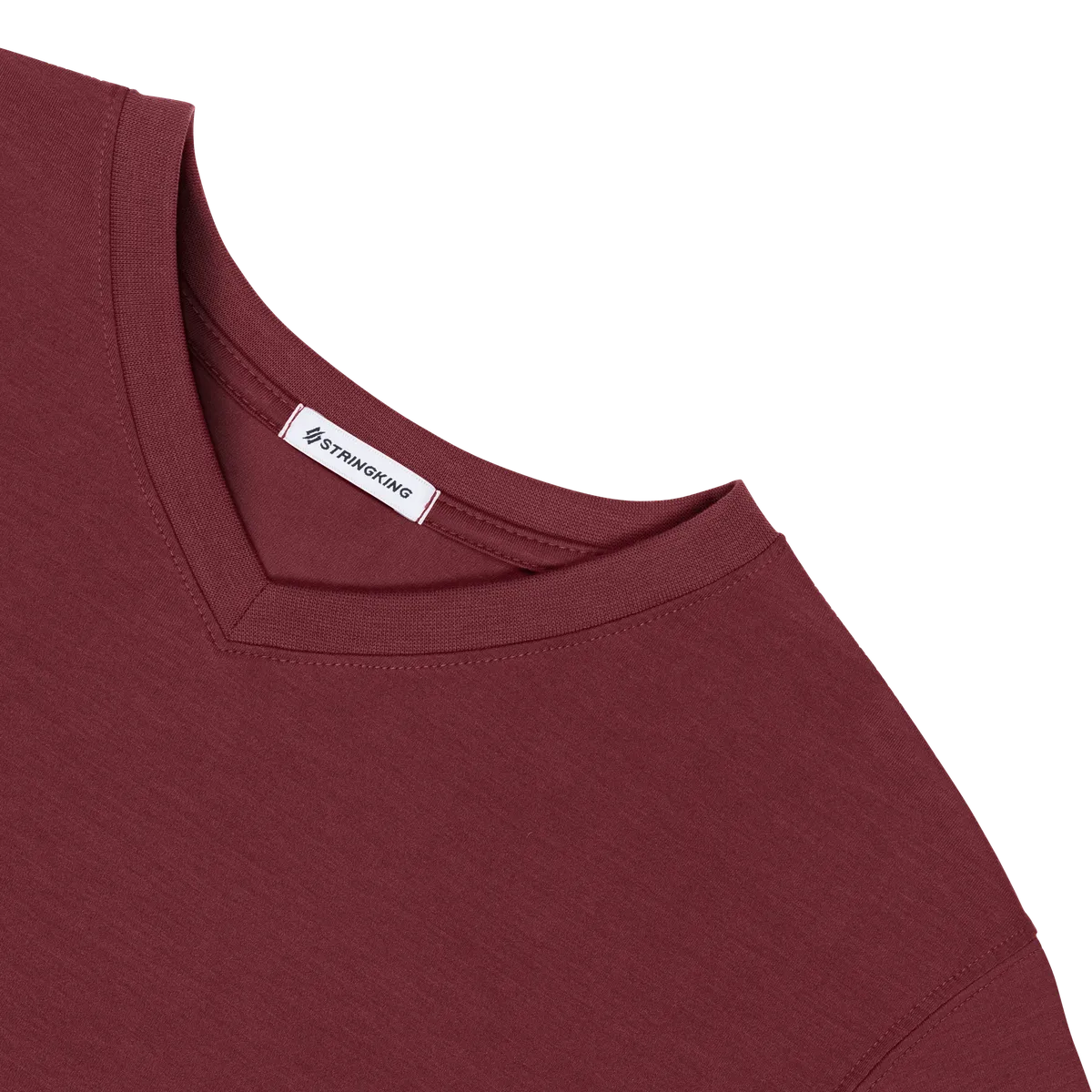 StringKing Men's FlexStyle Short Sleeve V-Neck T-Shirt - Sharp Fit, Rhubarb, Detail