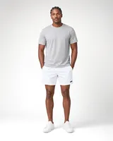 StringKing Men's Nylon Flex Shorts - Sharp Fit, White, Full Front - Human Model