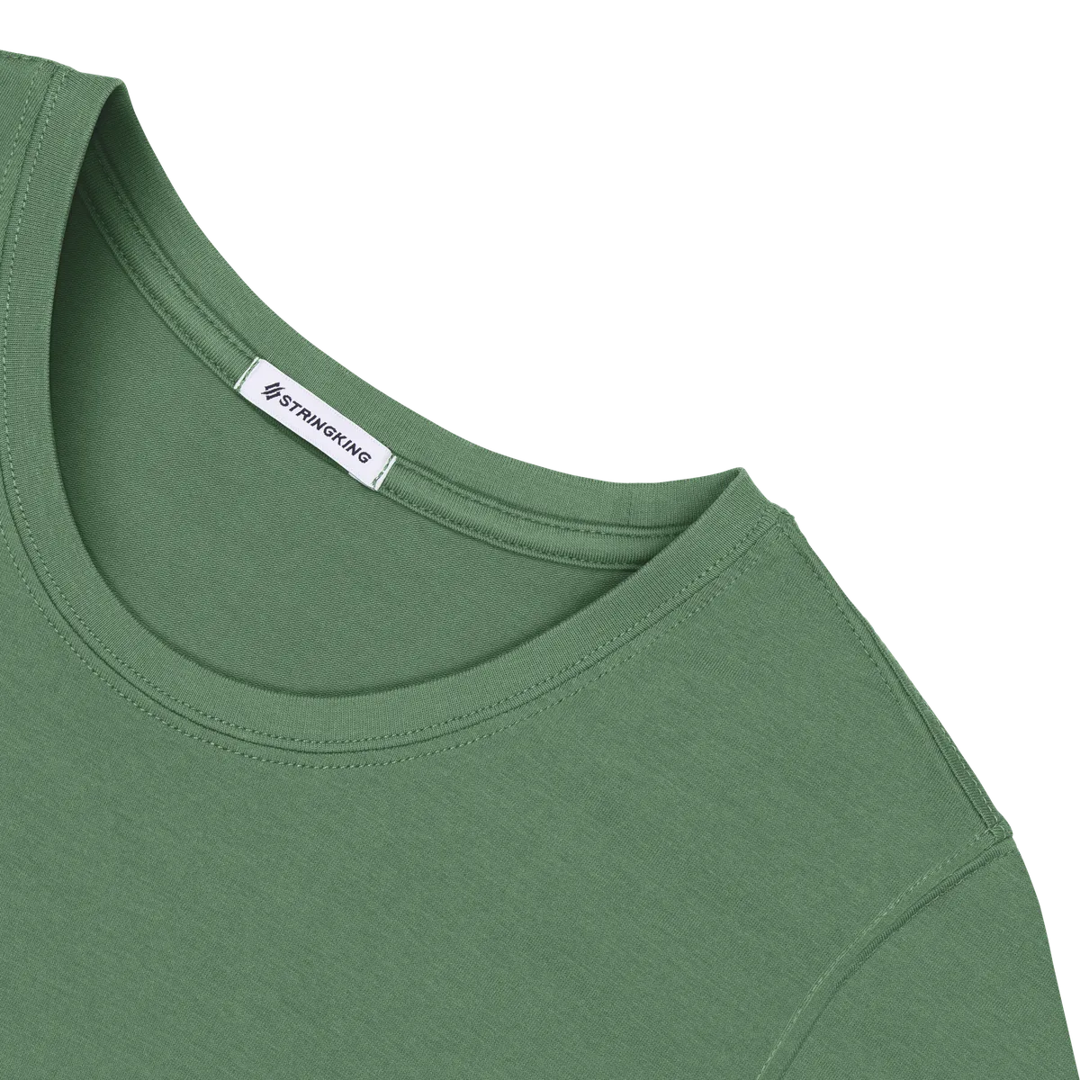 StringKing Women's Pima Cotton Short Sleeve Crewneck T-Shirt - Relaxed Fit, Green, Detail