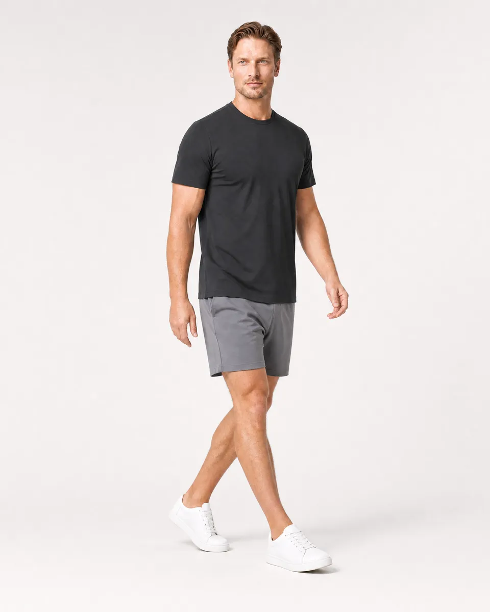 StringKing Men's StayCool Tee - Relaxed Fit, Black, Collar Shoulder - Human Model
