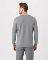 StringKing Men's Pima Terry Henley - Sharp Fit, Frost Gray, Full Back - Human Model - Top of head to Mid-thigh