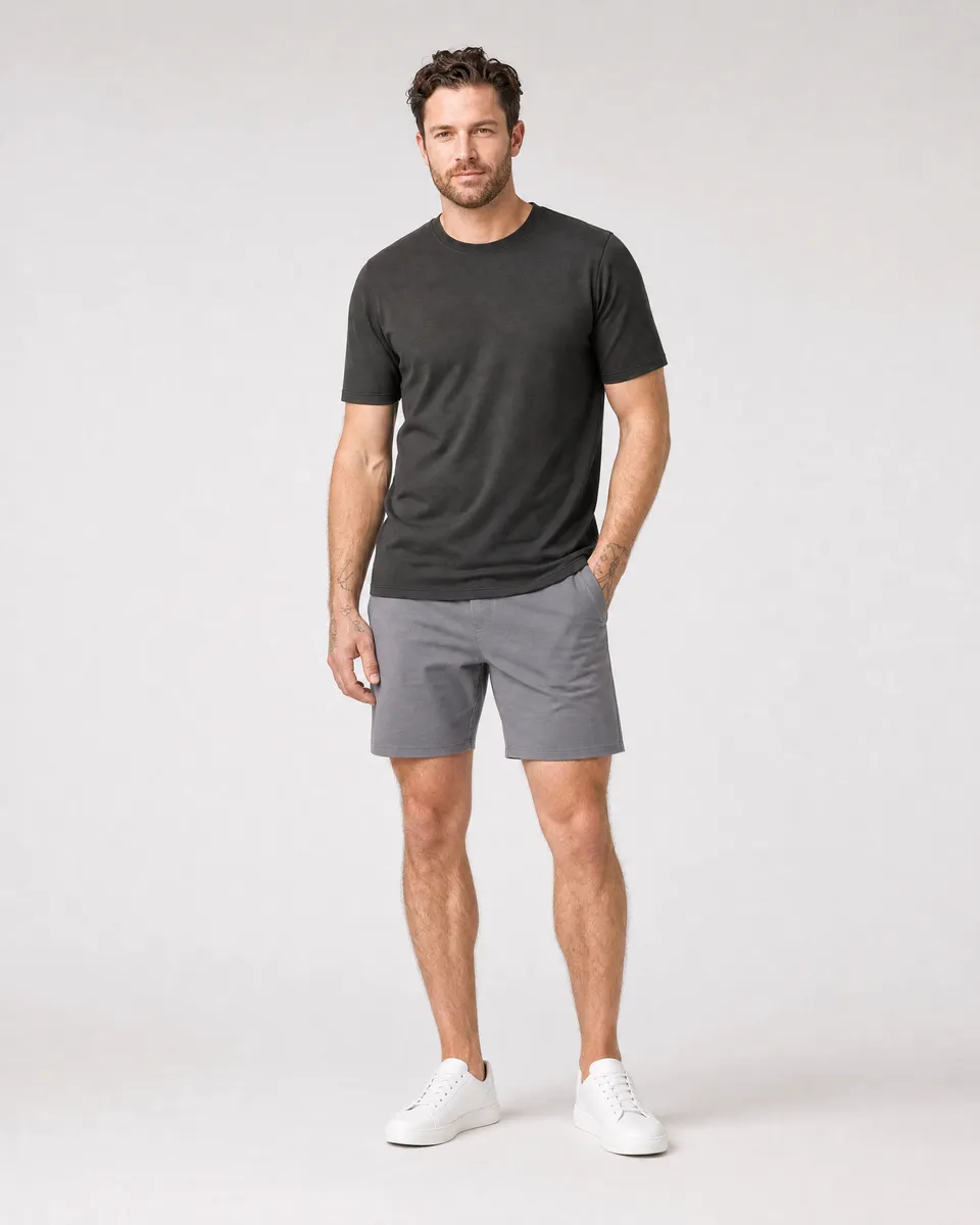 StringKing Men's Pima Terry Tee - Sharp Fit, Peat, Full Front - Human Model
