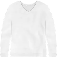 StringKing Women's Pima Terry V-Neck Sweater - Relaxed Fit, White, Front