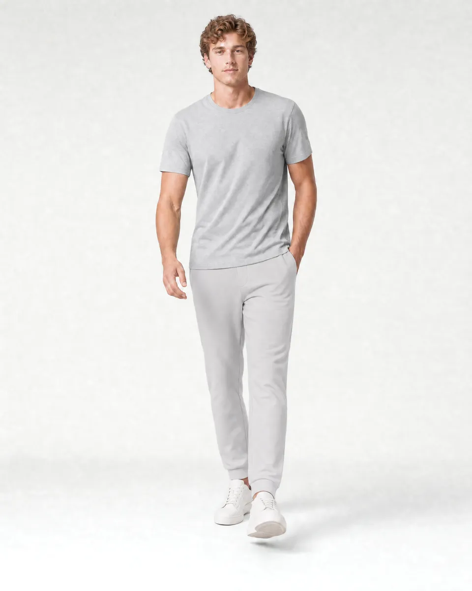 StringKing Men's StayCool Joggers - Relaxed Fit, Light Gray, Full Front Angle - Human Model