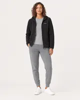 StringKing Women's Polartec Fleece Full Zip Hoodie with Pockets - Relaxed Fit, Meteorite, Full Front - Human Model - Top of head to Knees