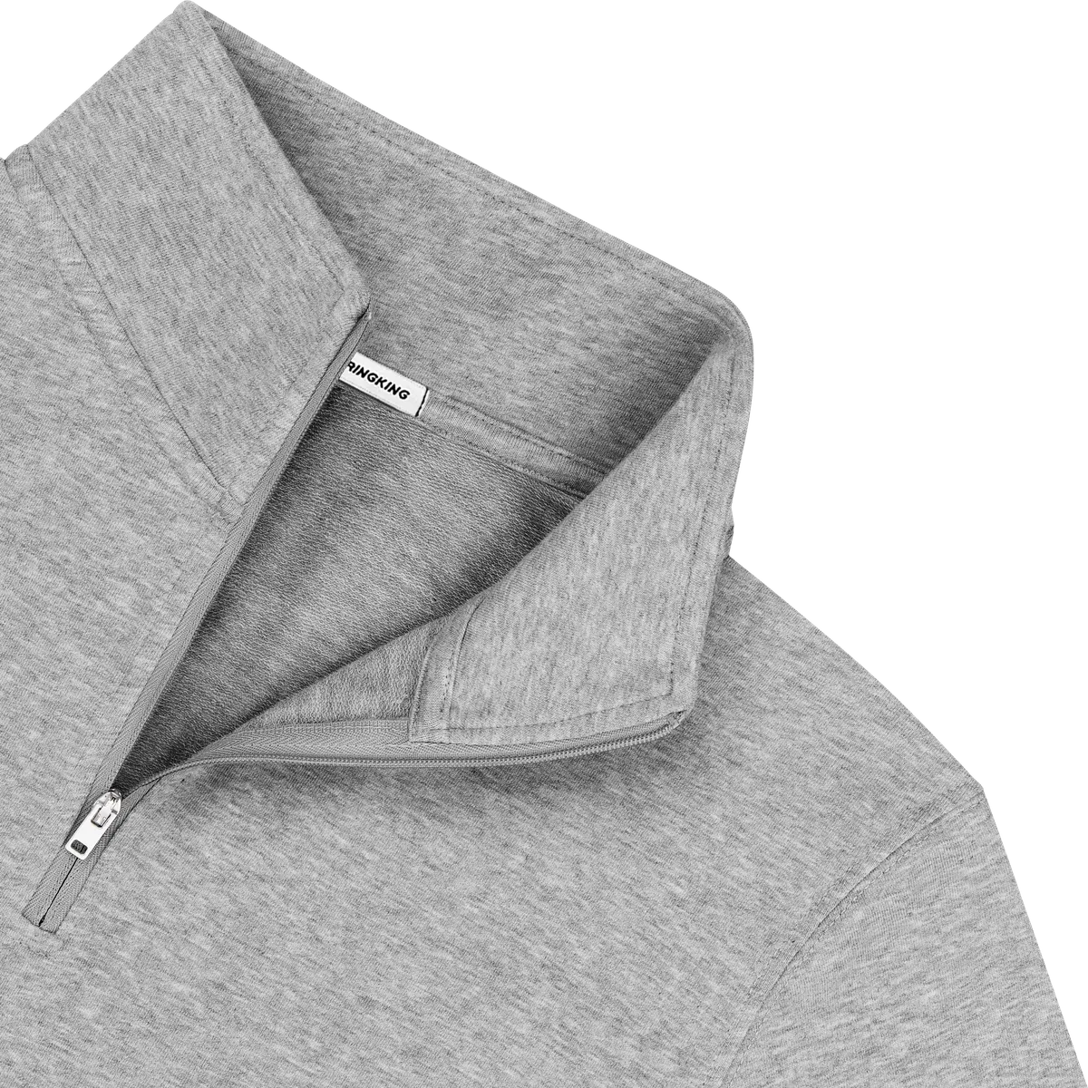StringKing Men's Pima Cotton Quarter Zip - Sharp Fit, Heather Gray, Detail