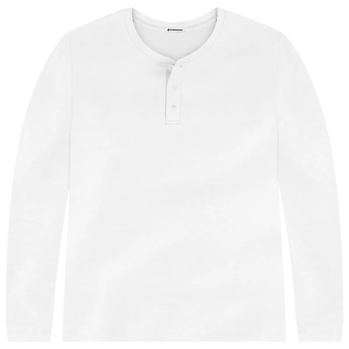 StringKing Men's Pima Cotton Long Sleeve Henley - Sharp Fit, White, Front