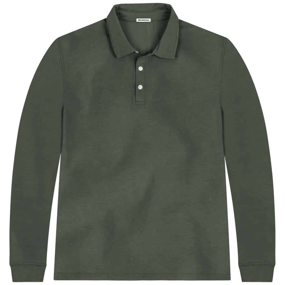 StringKing Men's FlexStyle Long Sleeve Polo - Sharp Fit, Thyme, Front