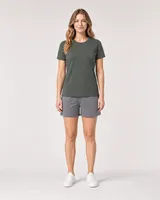 StringKing Women's Pima Terry Tee - Sharp Fit, Moss, Full Front - Human Model