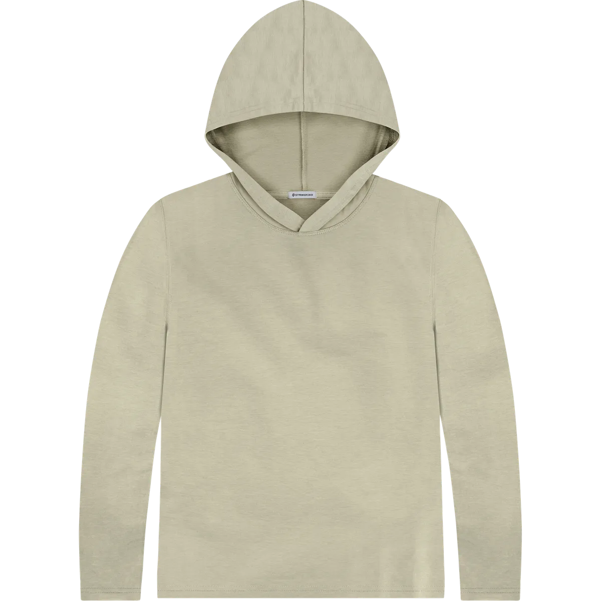 StringKing Women's Pima Cotton Lightweight Hoodie - Relaxed Fit, Khaki Green, Front