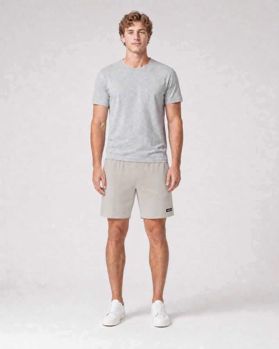 StringKing Men's Pima Terry Shorts - Relaxed Fit, Moonstruck, Full Front - Human Model