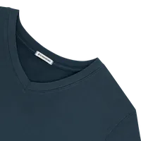StringKing Men's Pima Cotton V-Neck Sweatshirt - Relaxed Fit, Navy, Detail