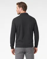 StringKing Men's Pima Terry Long Sleeve Polo - Sharp Fit, Black, Full Back - Human Model - Top of head to Mid-thigh