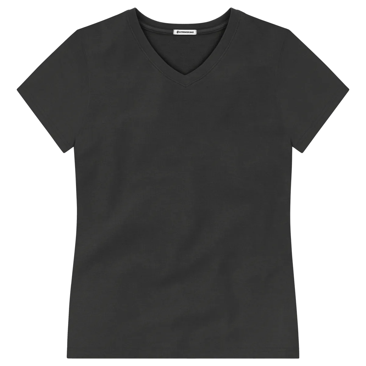 StringKing Women's Pima Terry V-Neck Tee - Sharp Fit, Black, Front
