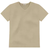 StringKing Men's Heavy Pima Cotton V-Neck T-Shirt - Relaxed Fit, Warm Khaki, Front