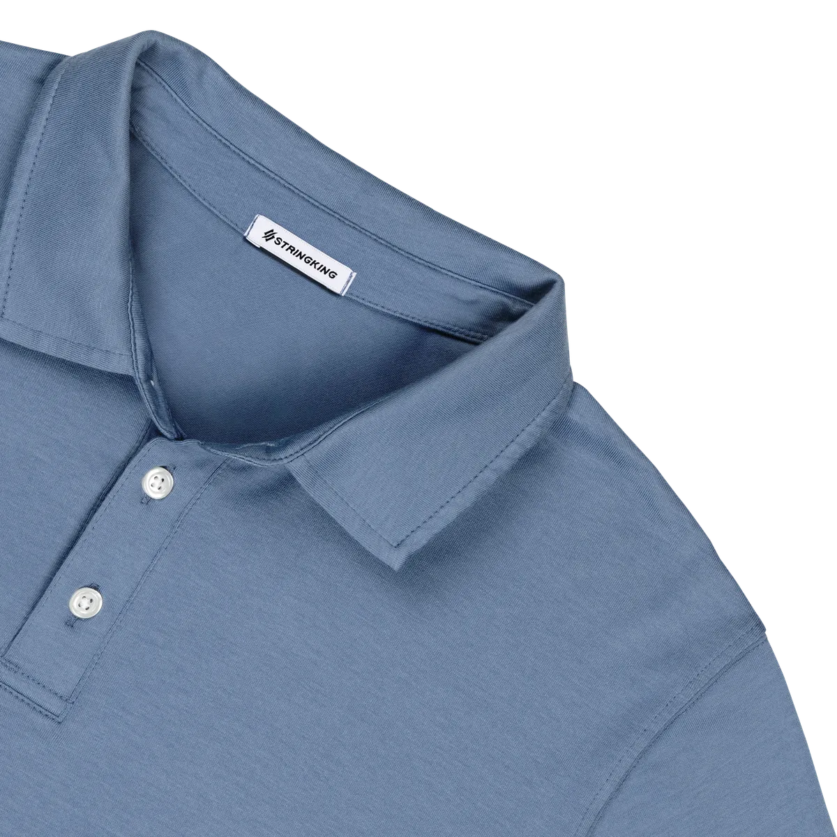 StringKing Men's Pima Cotton Short Sleeve Polo - Relaxed Fit, Slate Blue, Detail