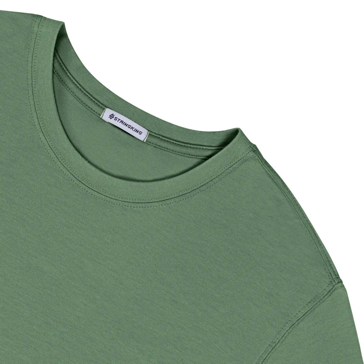 StringKing Men's Pima Cotton Long Sleeve Crewneck T-Shirt - Relaxed Fit, Green, Detail