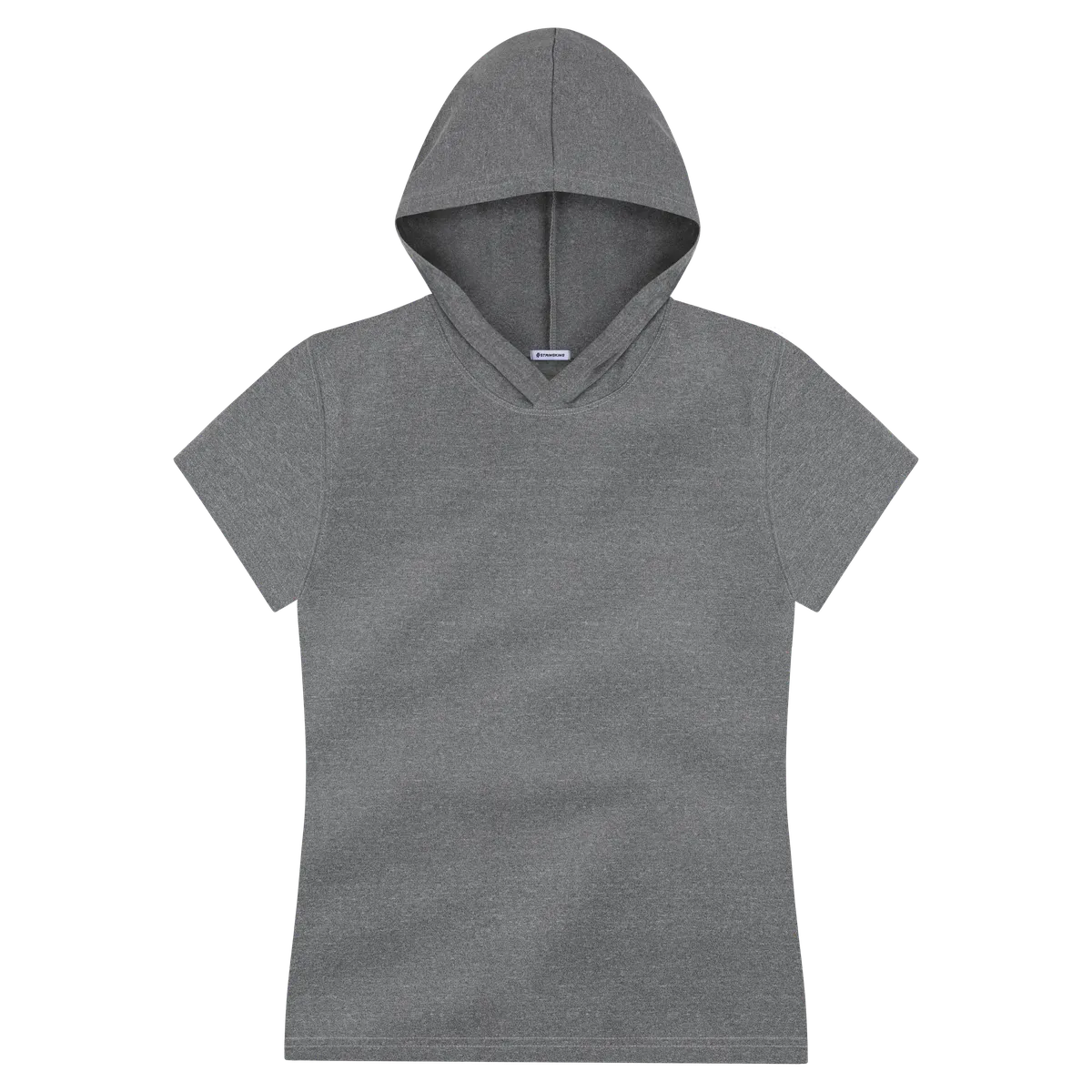 StringKing Women's FlexTech Lightweight Short Sleeve Hoodie - Relaxed Fit, Heather Gray, Front