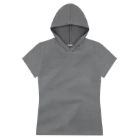 StringKing Women's FlexTech Lightweight Short Sleeve Hoodie - Relaxed Fit, Heather Gray, Front