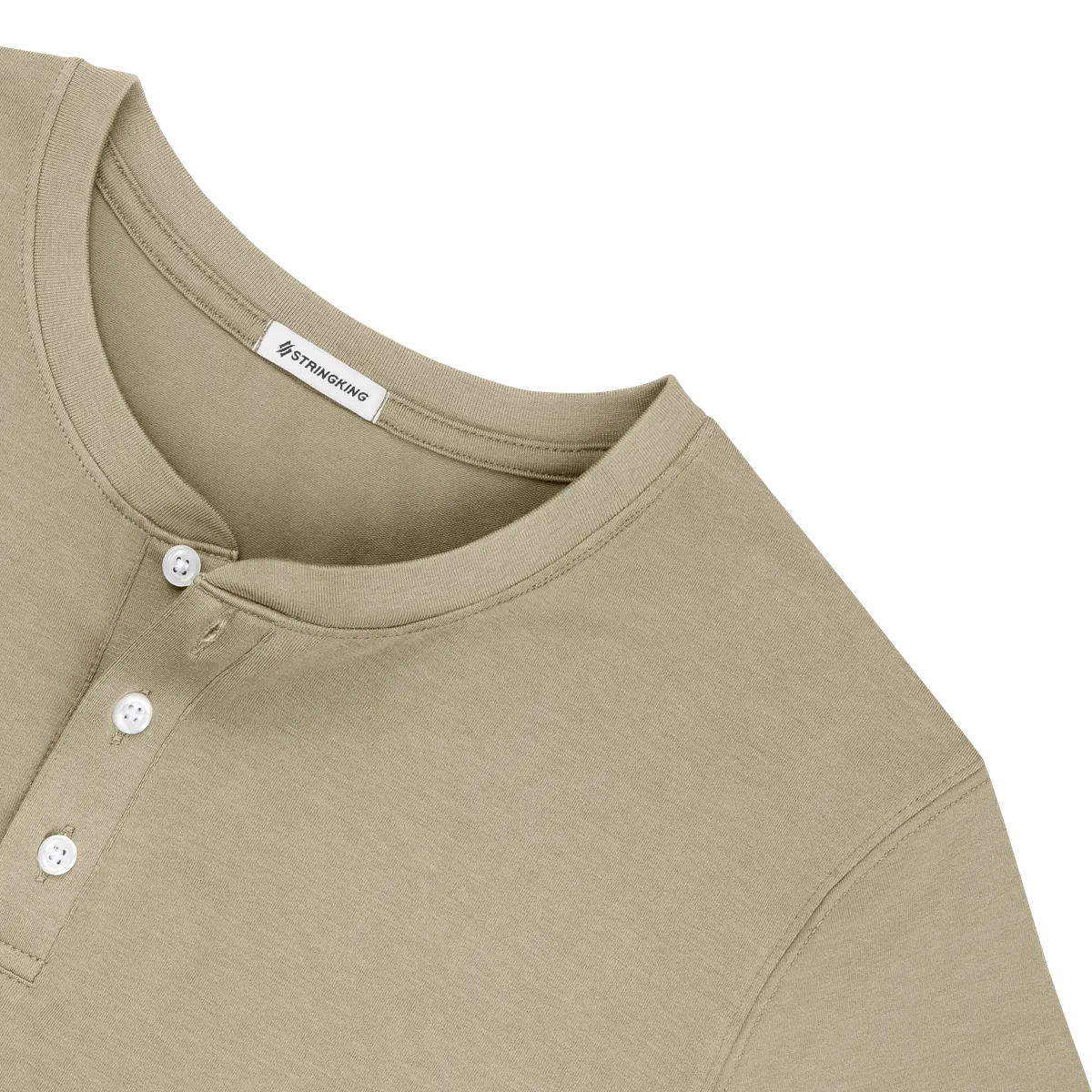 StringKing Men's Pima Cotton Long Sleeve Henley - Relaxed Fit, Warm Khaki, Detail