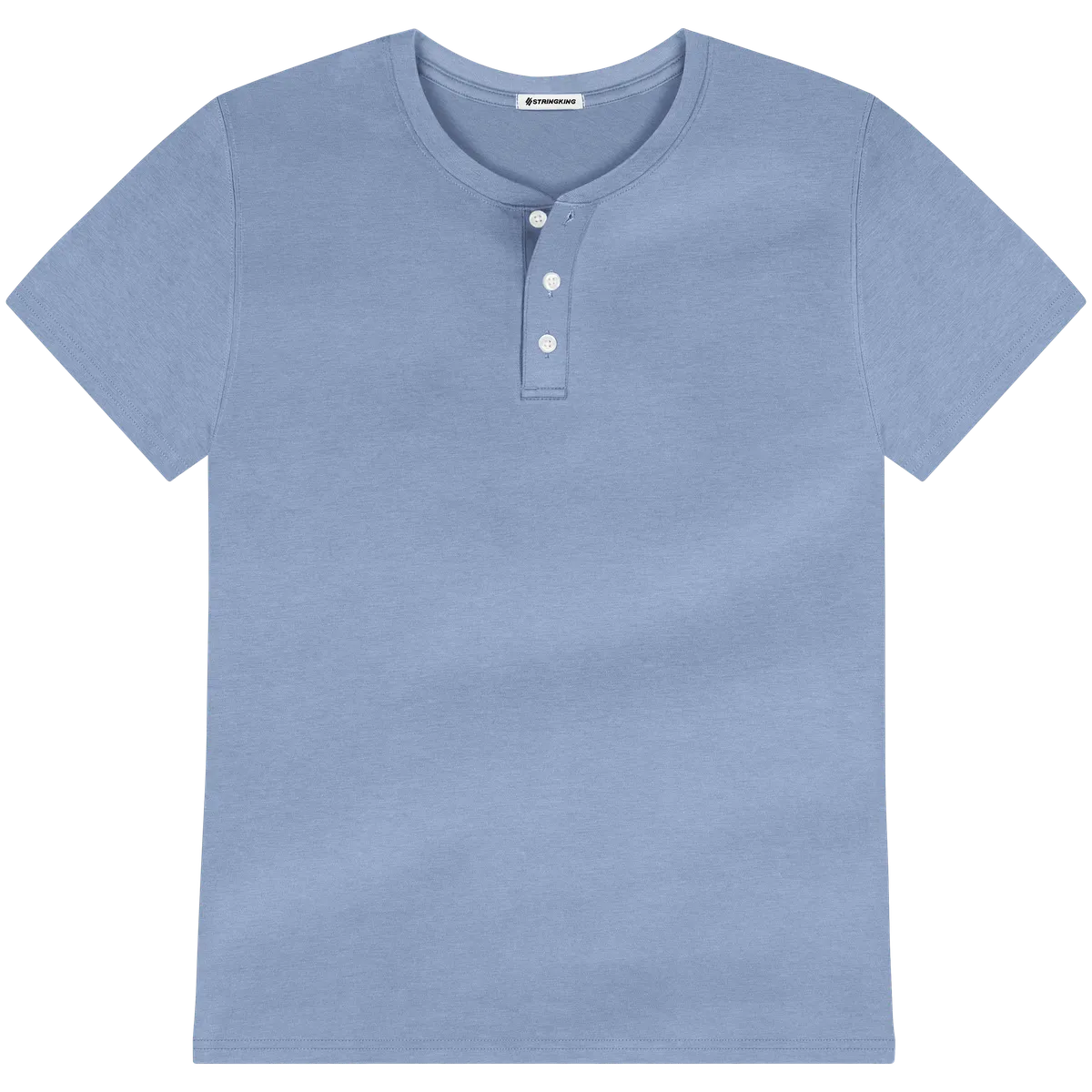 StringKing Men's Pima Cotton Short Sleeve Henley - Relaxed Fit, Slate Blue, Front