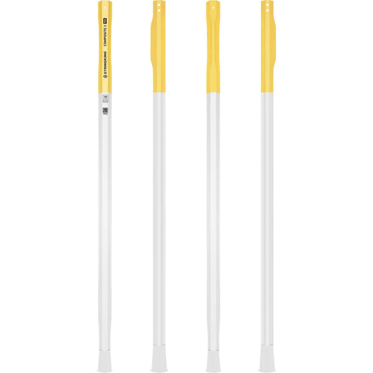 StringKing Composite 2 Pro Faceoff Double Lever - 155 Grams, White / Yellow, Full Length, Vertical, Right, Front, Left, Back