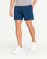 StringKing Men's Velocity Short - Sharp Fit, Navy Blue, 5 inch, Full Front - Human Model - Waist to Mid-calf