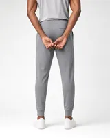 StringKing Men's StayWarm Joggers - Sharp Fit, Gray, Full Back - Human Model - Chest to Feet