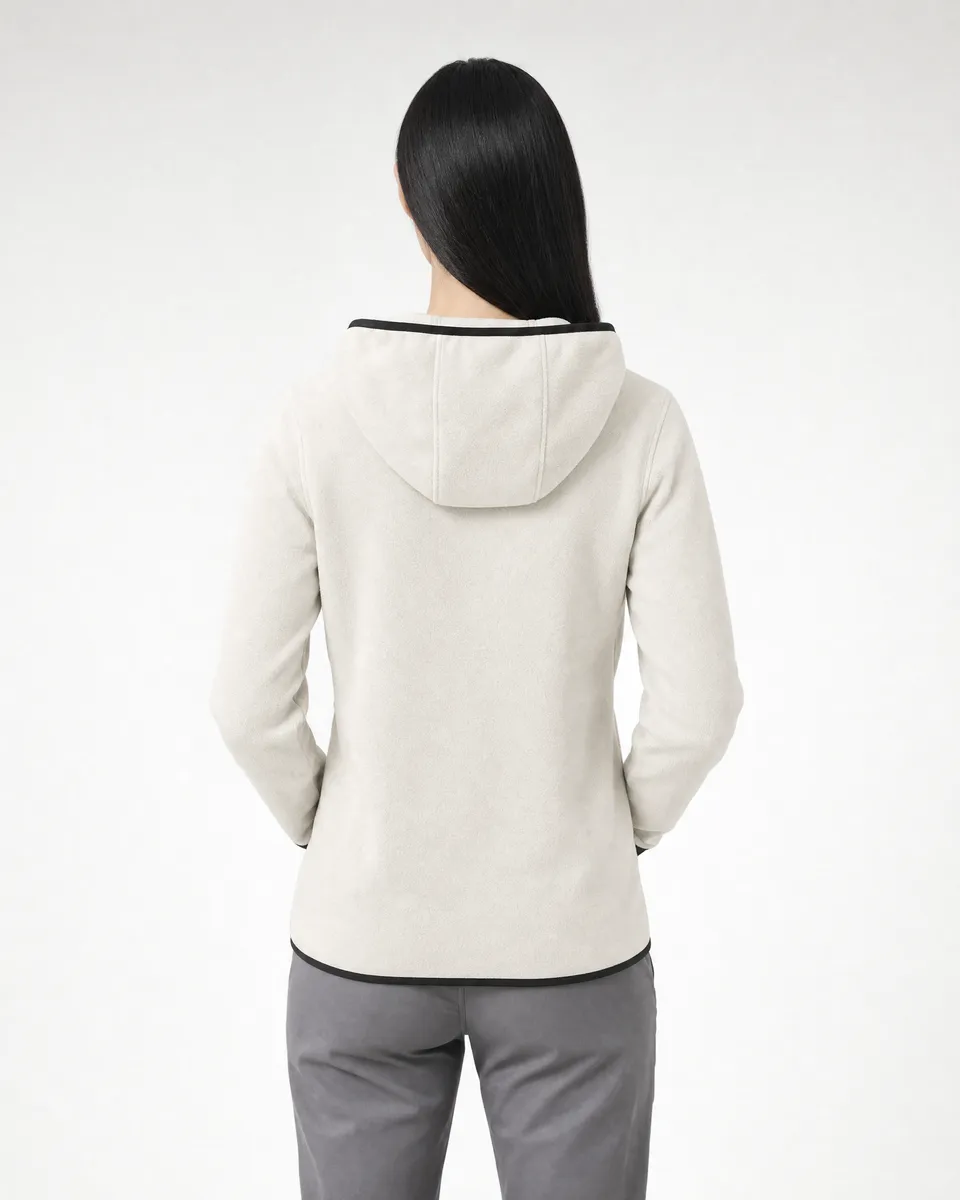 StringKing Women's Polartec Fleece Quarter Zip Hoodie with Pockets - Sharp Fit, Jet Stream, Full Back - Human Model - Top of head to Mid-thigh