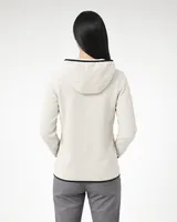 StringKing Women's Polartec Fleece Quarter Zip Hoodie with Pockets - Sharp Fit, Jet Stream, Full Back - Human Model - Top of head to Mid-thigh