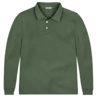 StringKing Men's Pima Cotton Long Sleeve Polo - Relaxed Fit, Green, Front