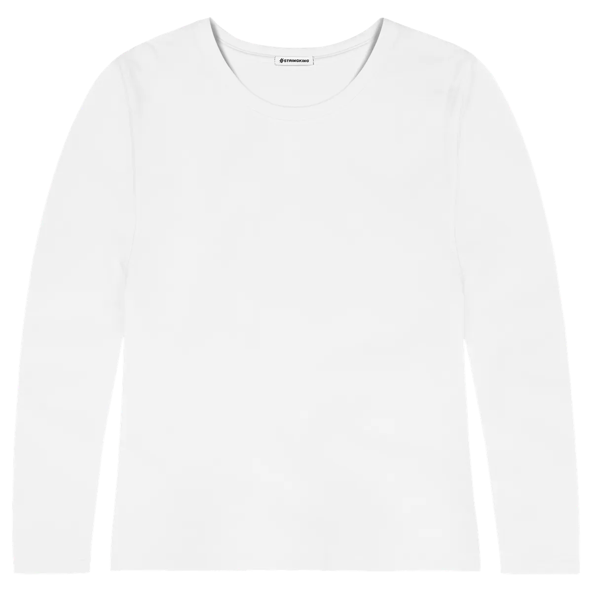 StringKing Women's Pima Cotton Long Sleeve Crewneck T-Shirt - Relaxed Fit, White, Front