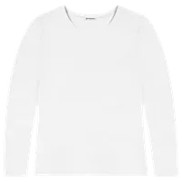 StringKing Women's Pima Cotton Long Sleeve Crewneck T-Shirt - Relaxed Fit, White, Front
