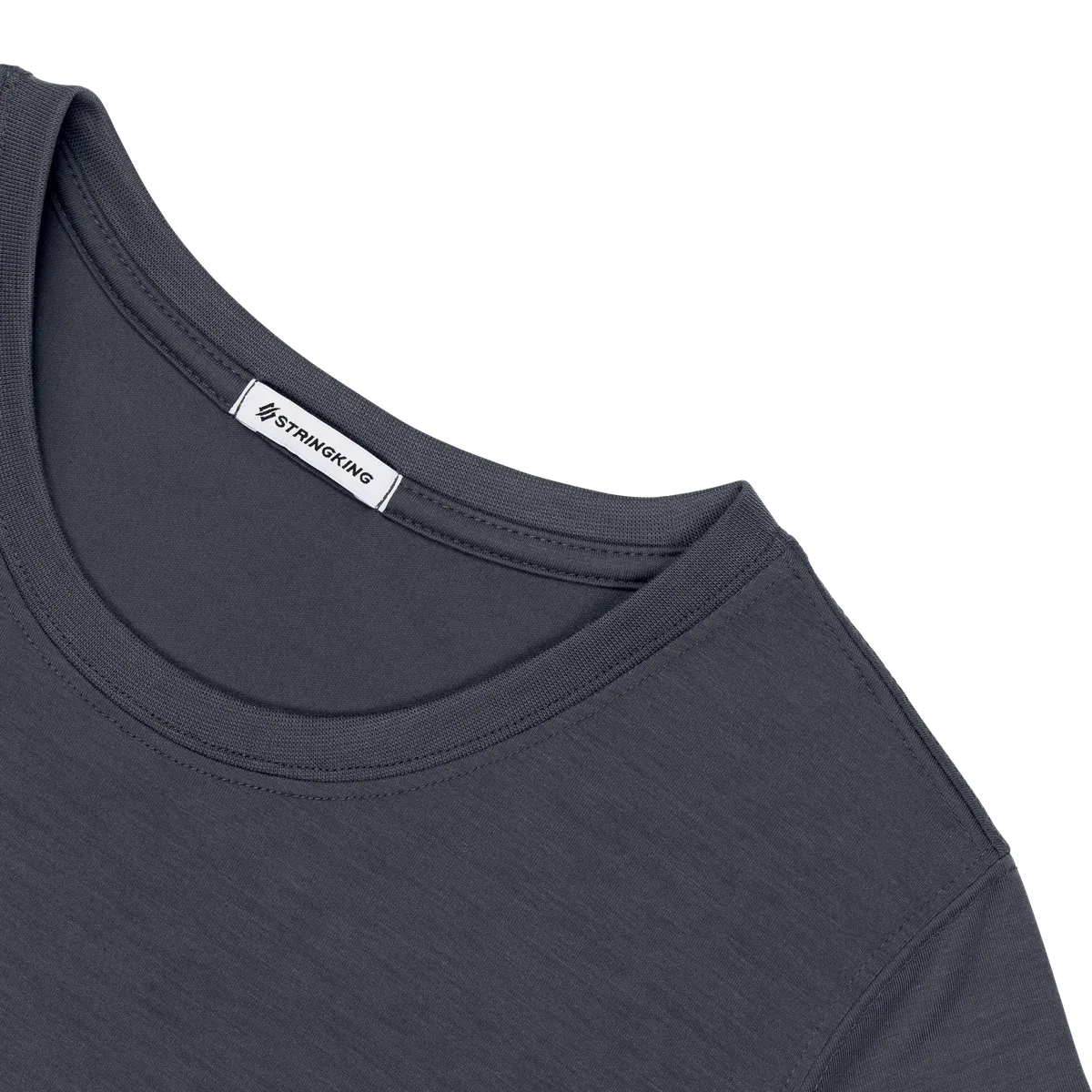 StringKing Women's FlexStyle Short Sleeve Crewneck T-Shirt - Relaxed Fit, India Ink, Detail
