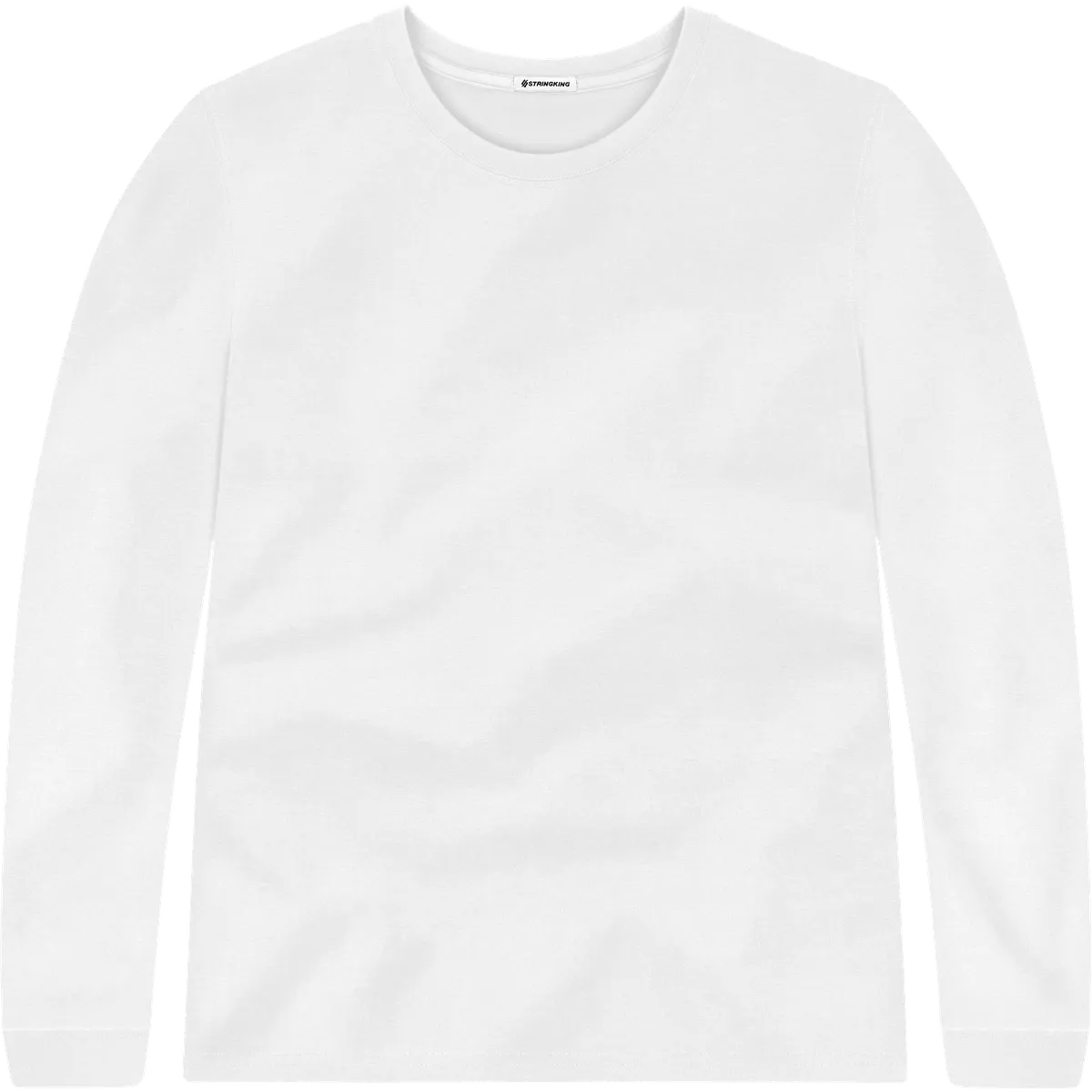 StringKing Men's Pima Terry Long Sleeve Tee - Sharp Fit, White, Front