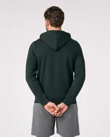 StringKing Men's Pima Terry Hoodie - Sharp Fit, Pine Grove, Full Back - Human Model - Top of head to Mid-thigh