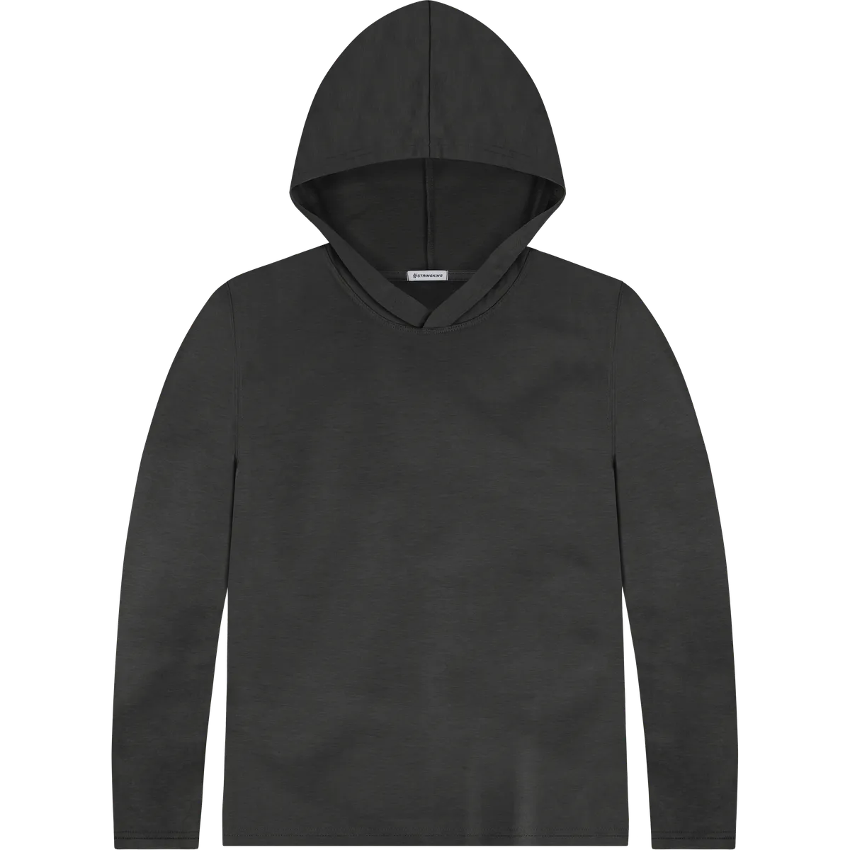 StringKing Women's Pima Cotton Lightweight Hoodie - Relaxed Fit, Black, Front