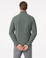 StringKing Men's Polartec Fleece Quarter Zip - Sharp Fit, Avenue Green, Full Back - Human Model - Top of head to Mid-thigh