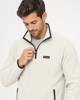 StringKing Men's Polartec Fleece Quarter Zip with Pockets - Relaxed Fit, Jet Stream, Collar Shoulder - Human Model