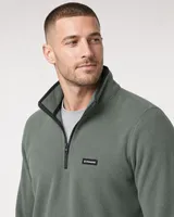 StringKing Men's Polartec Fleece Quarter Zip with Pockets - Sharp Fit, Avenue Green, Collar Shoulder - Human Model